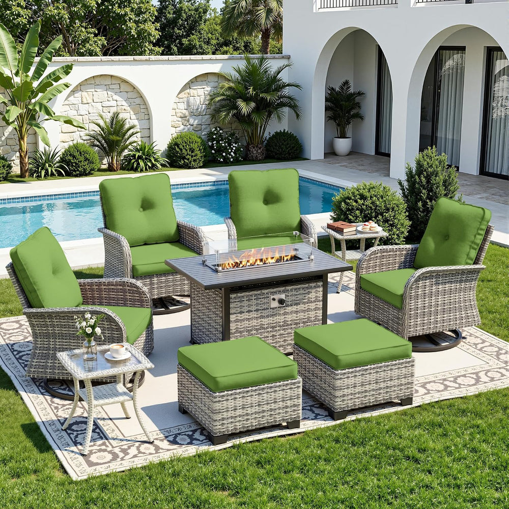 9-Piece Small Patio Furniture Set, Outdoor Swivel Rocking Chairs Set with 55,...