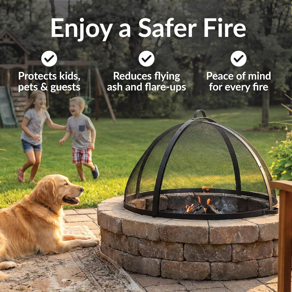 Sunnydaze Outdoor Fire Pit Screen Cover, Round, Easy Access Door, 36" Dia
