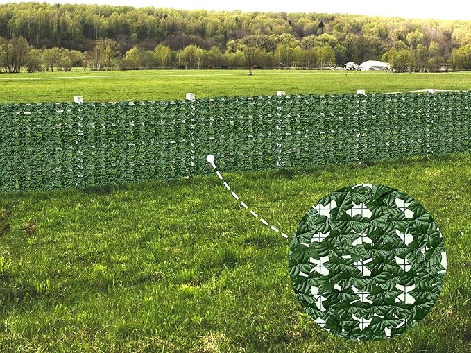 Artificial Fence Privacy Screen: 5FT x 20FT UV-Anti Faux Greenery Backdrop Iv...