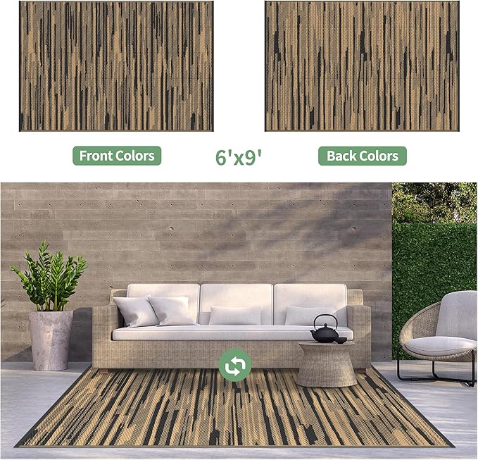 GENIMO Outdoor Rug for Patio Clearance, 6'x9' Waterproof Camping Mat,...