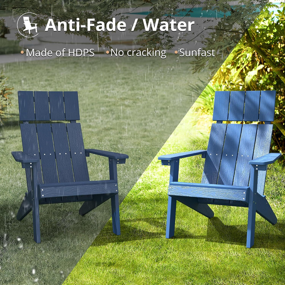 LUE BONA Modern Adirondack Chairs Set of 6, Navy Blue Plastic Adirondack Chai...