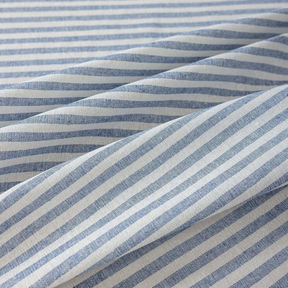 Striped Cotton Blend Tablecloth 60" × 120" Ruffled Table Cloth Wash...