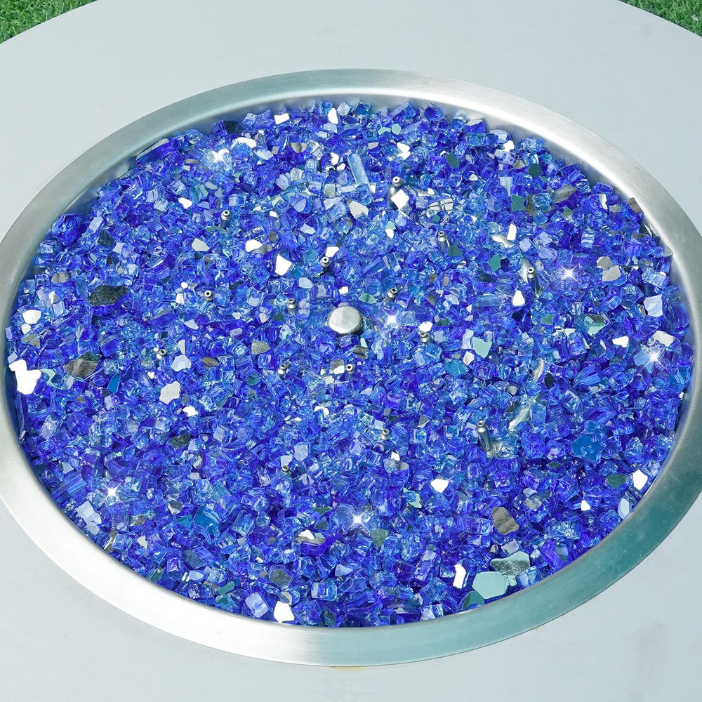 Skyflame 15LB Fire Glass for Propane Fire Pit, 1/2 Inch Cobalt Blue