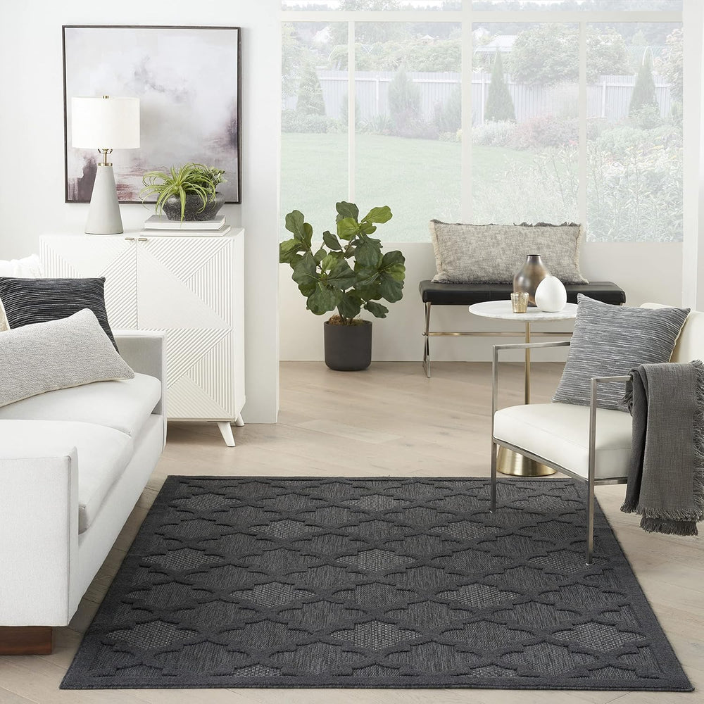 Nourison Home Easy Care Charcoal Black 4' x 6' Area Rug - Easy Clean,...