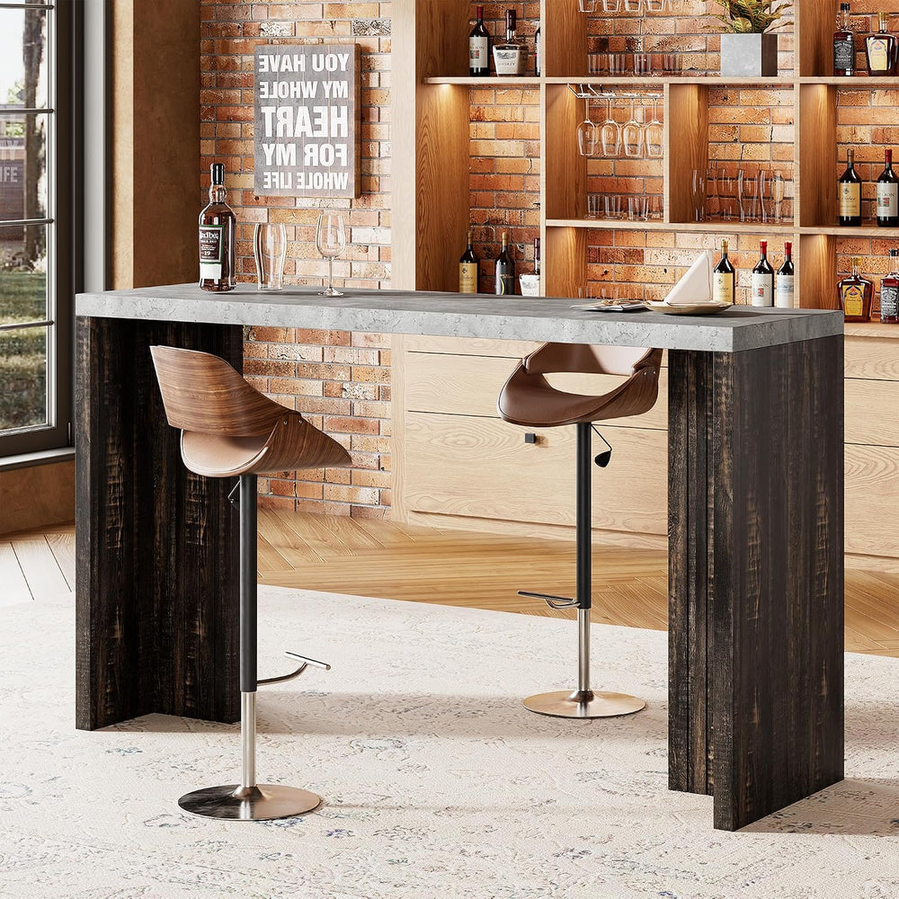 Bar Table for 4-6 People - 55” Long Counter Height Pub with Extra Thickened T...
