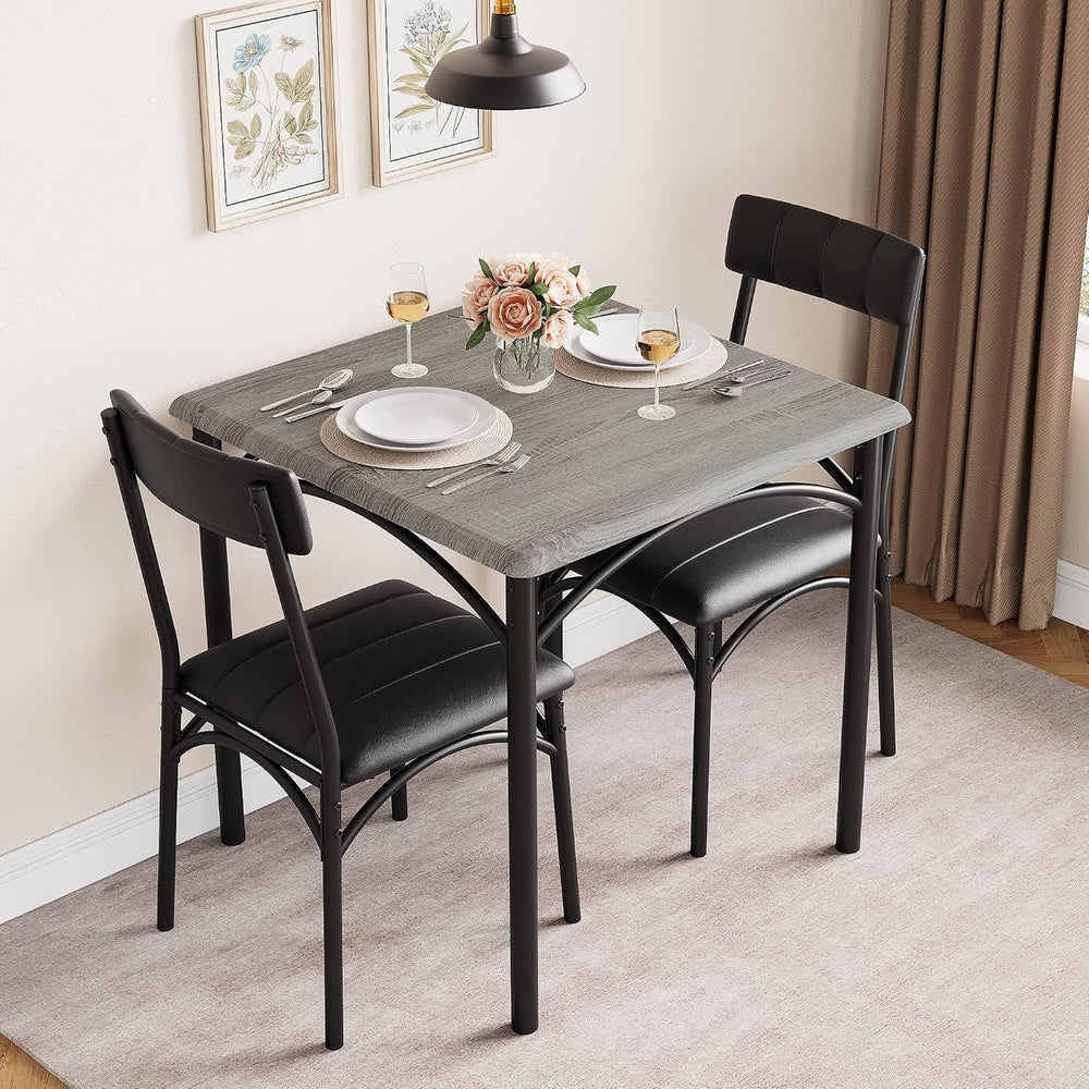 3-Piece Dining Table Set for 2, Kitchen Table Set with 2 Upholstered Chairs, ...