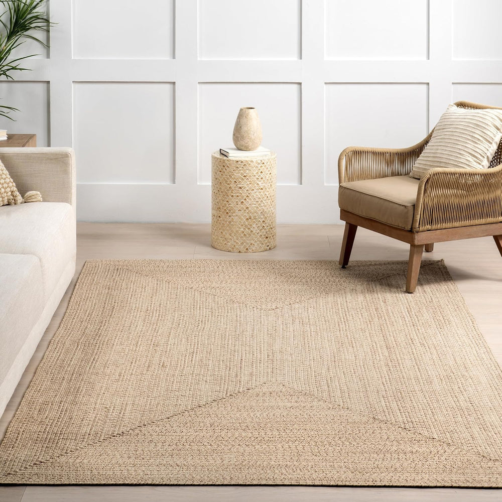 nuLOOM Wynn Tan Solid Power Loomed Indoor/Outdoor Area Rug, 5' x 8'