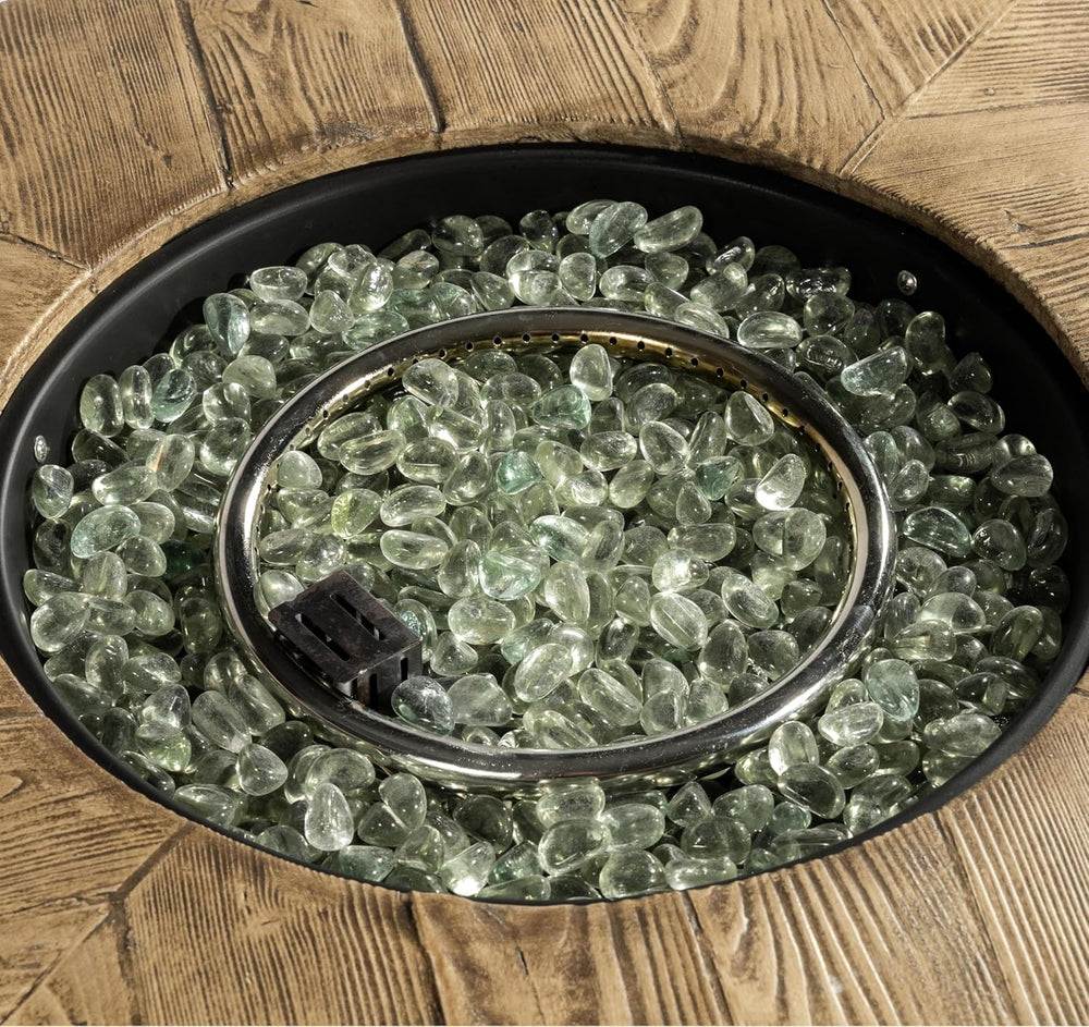 30'' Concrete Round Gas Fire Pit, 50,000 BTU Steel Outdoor Fire Table...
