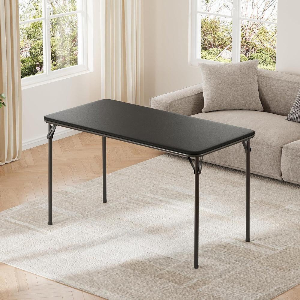 IDEALHOUSE 4 Feet Folding Table, Protable Foldable Card Table, Black