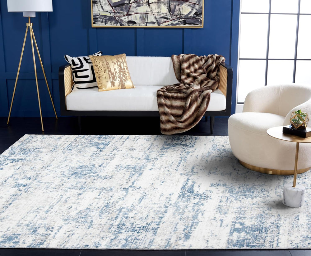 SAFAVIEH Amelia Collection Area Rug - 6' x 9', Ivory & Blue, Mode...