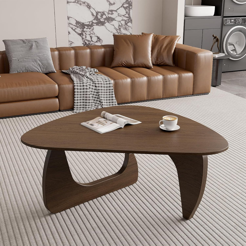 Modern Wood Coffee Table, Triangle Center Table with Premium Wooden Top& ...