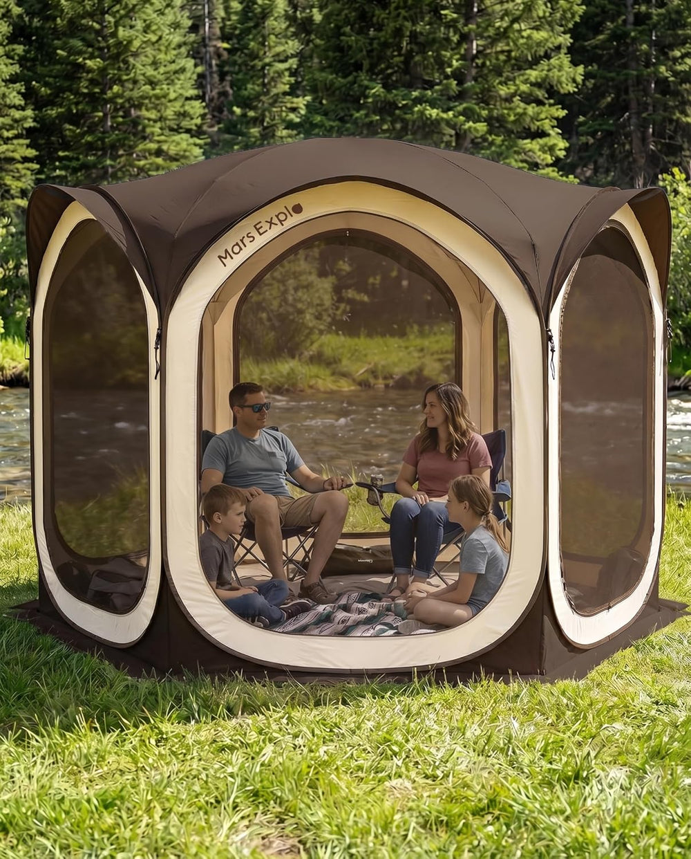 Screen Pop Up House Room Tent, Canopy Sun Shade Shelter for Patio, Backyard, ...