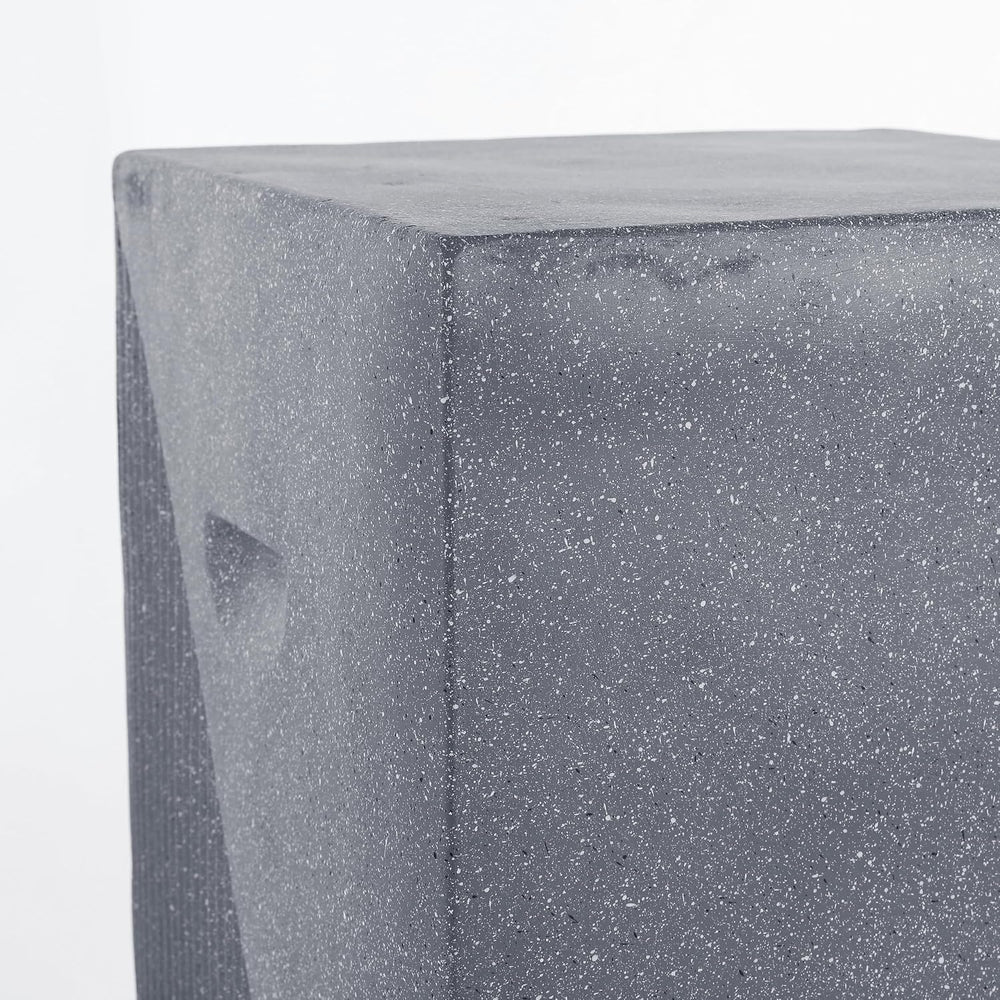 JONATHAN Y Adrian Outdoor Side Table Stool Polyresin 21", Gray Terrazzo