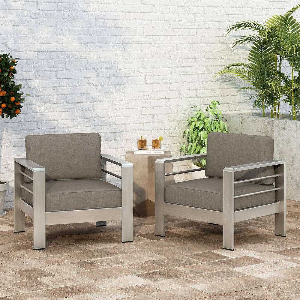 Christopher Knight Home Cape Coral Outdoor Aluminum Club Chairs with Water Re...