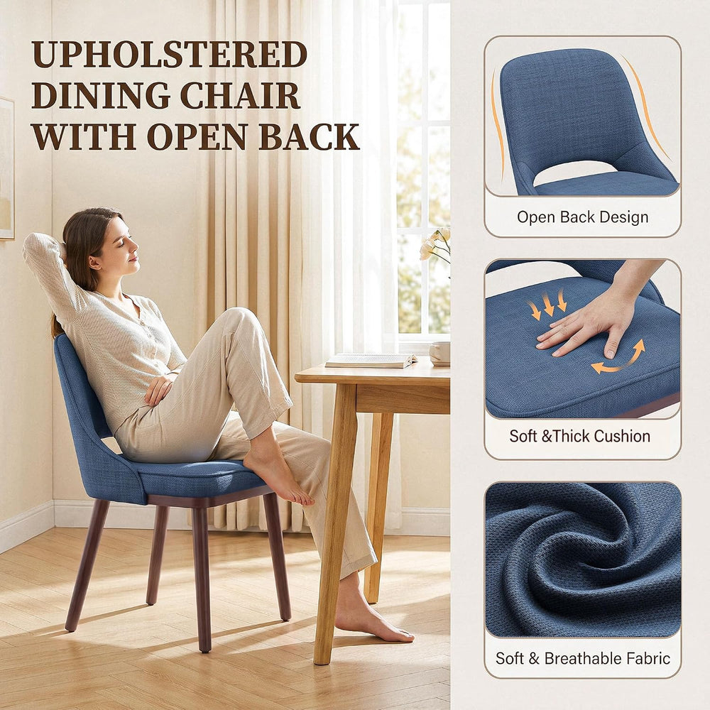 MALOL Wooden Dining Chairs Set of 4, Modern Fabric Upholstered Dining Room Ch...