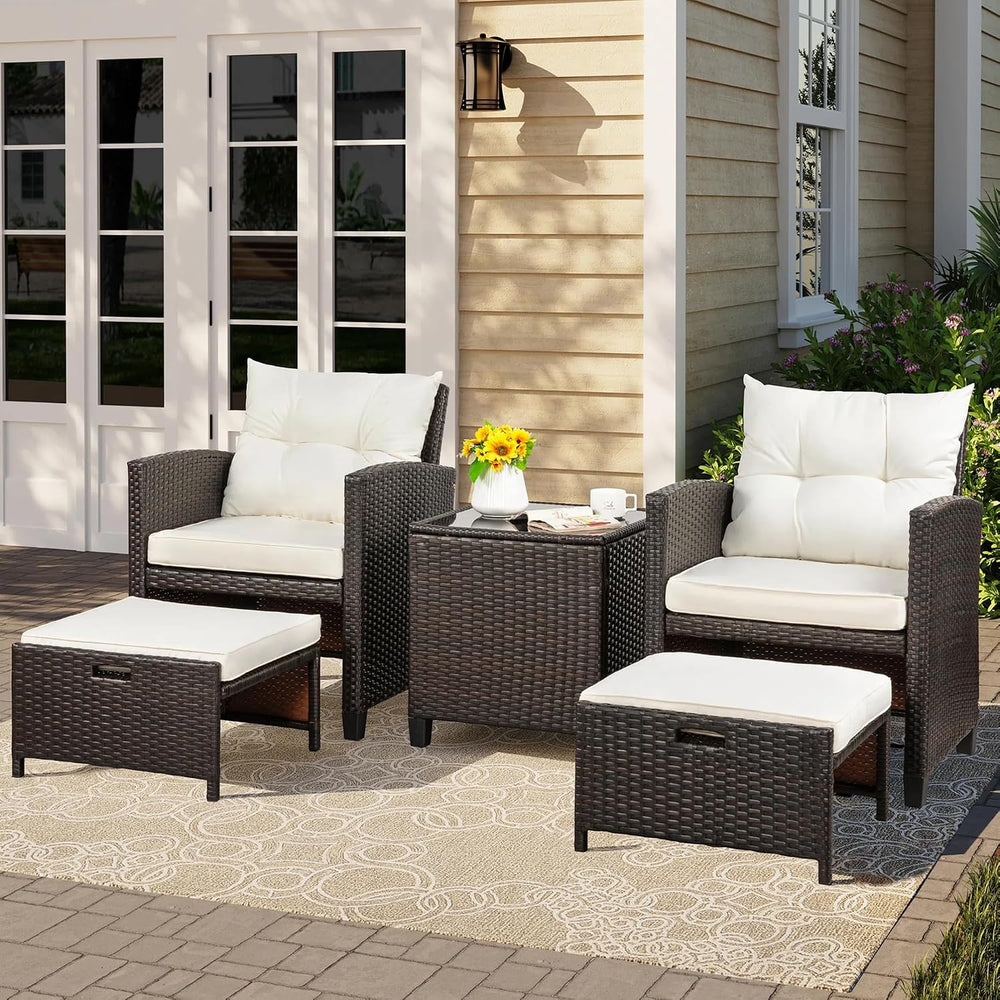Vongrasig Patio Chair with Ottoman, 5 Pieces Patio Furniture Set Small Balcon...