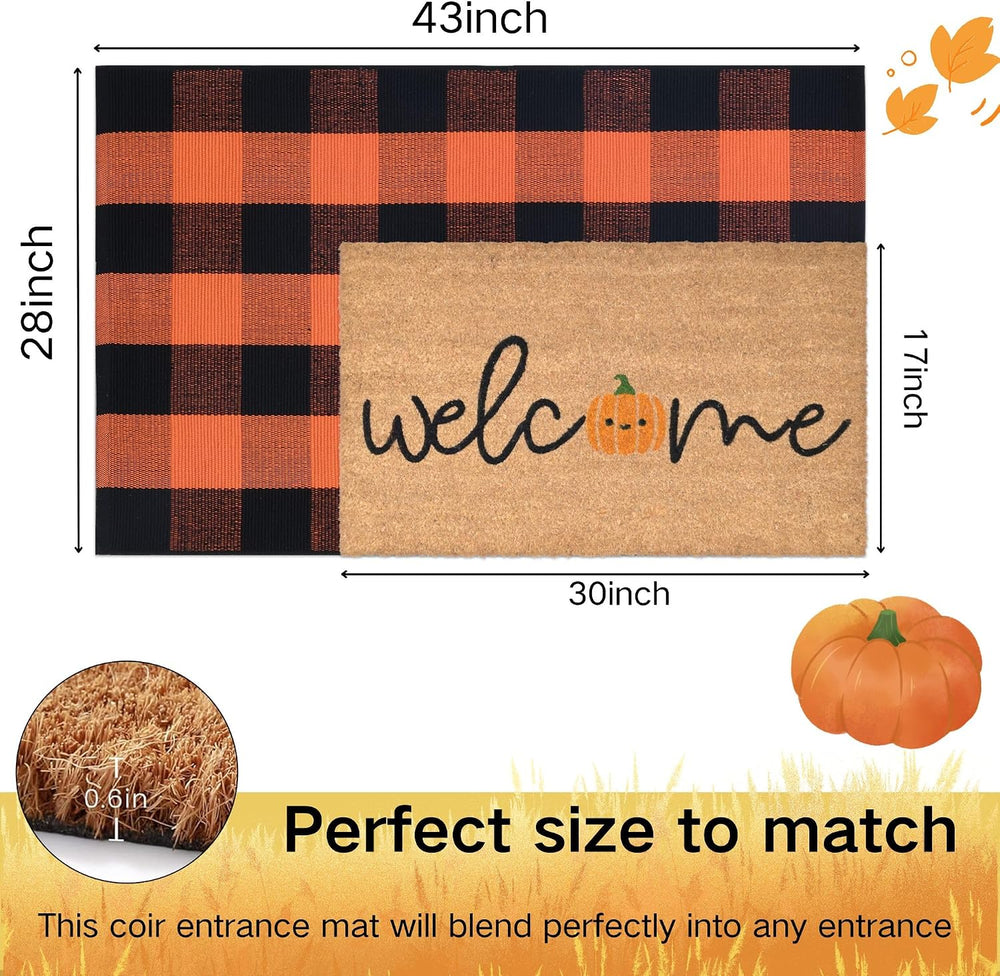 Fall Door Mat Combo Set, Welcome Coco Coir Welcome Mat + 28" x 43" ...