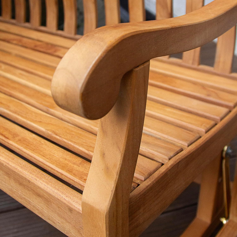Cambridge Casual Arie Teak Wood Glider Bench – Outdoor Wooden Patio Bench wit...
