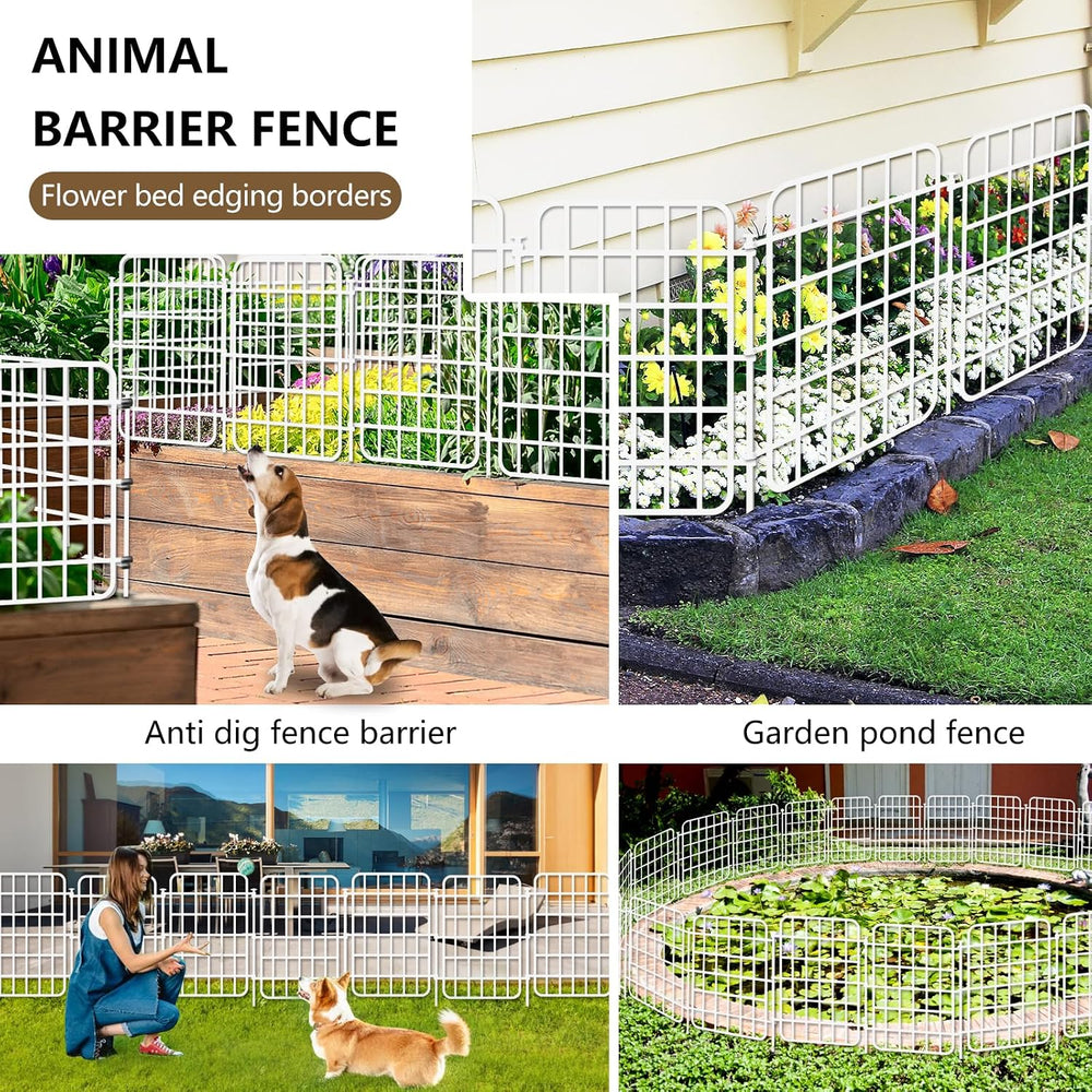 30ft x 17in Garden Fence Animal Barrier, 28 Panels No Dig Fence Border, Rustp...