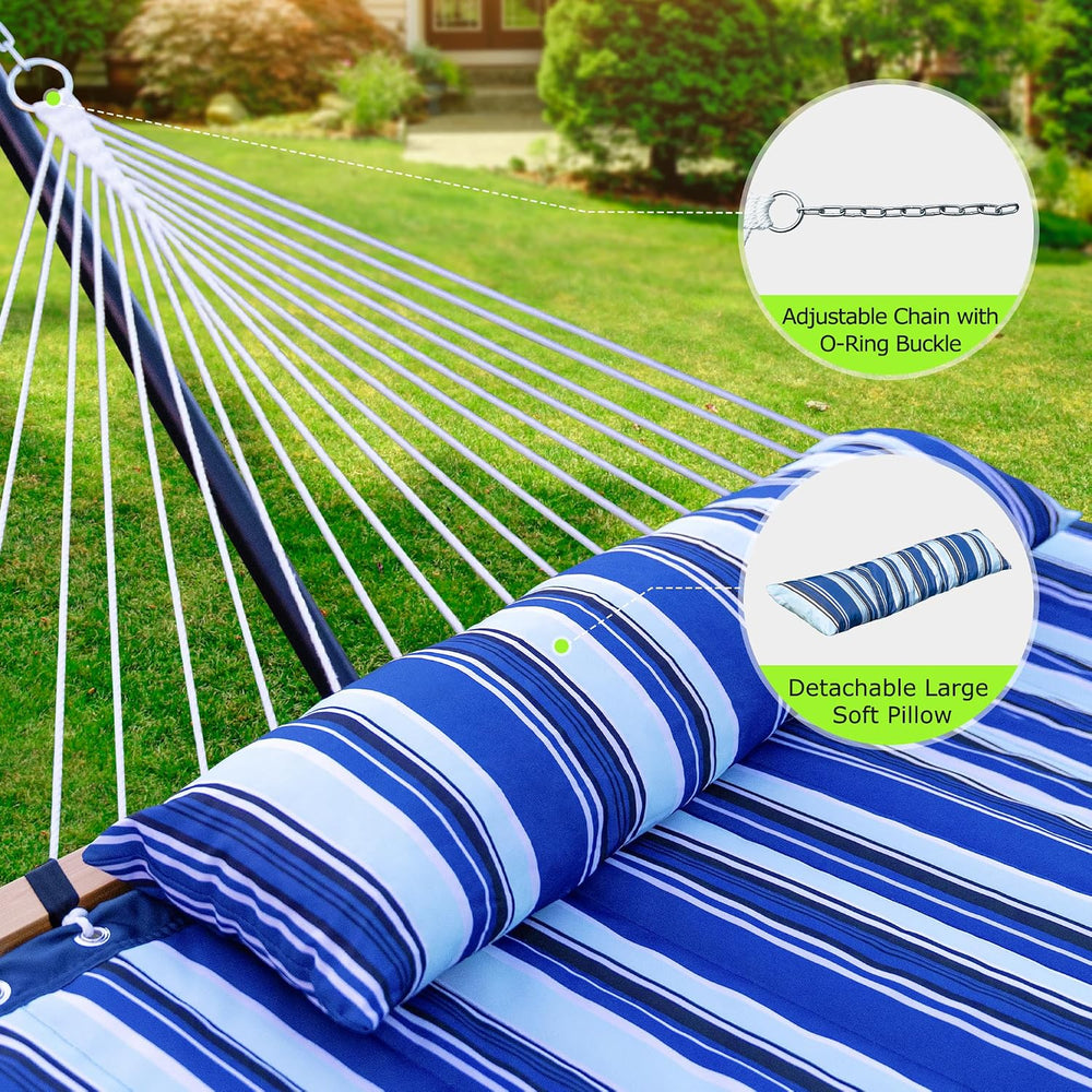 ANAGOO Double Hammock with Stand 500lbs Heavy Duty Outdoor Two Person Blue