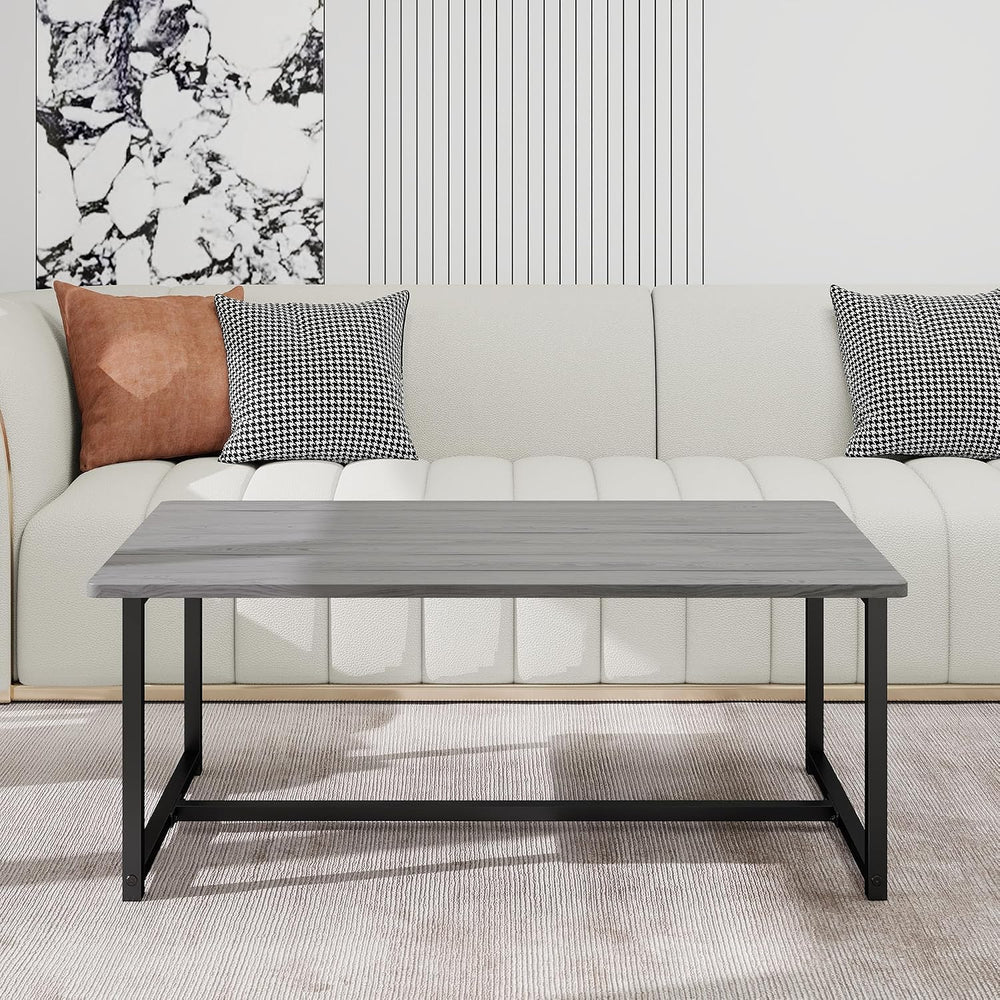 35.4" Rectangular Coffee Table for Living Room, Modern Industrial Style ...
