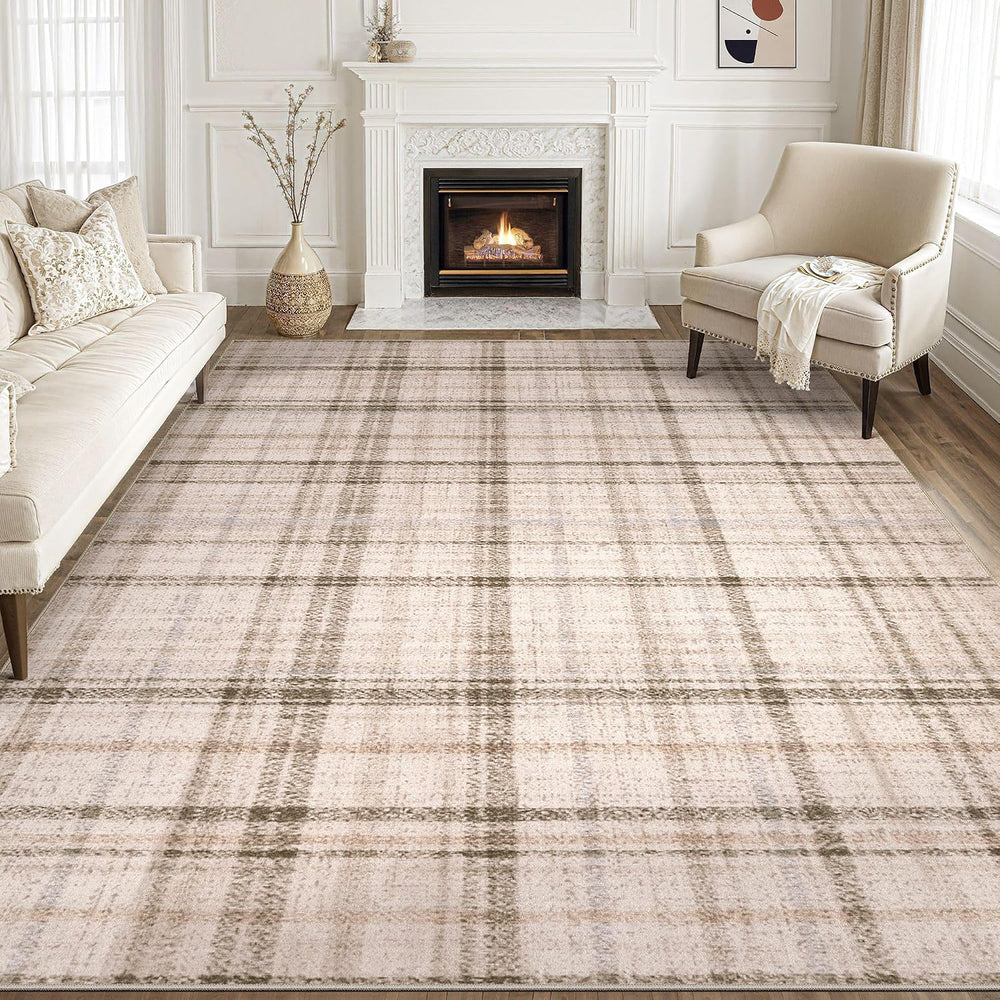 Tortania Area Rug Living Room Rugs - 9x12 Washable Large Soft Neutral Boho Mo...