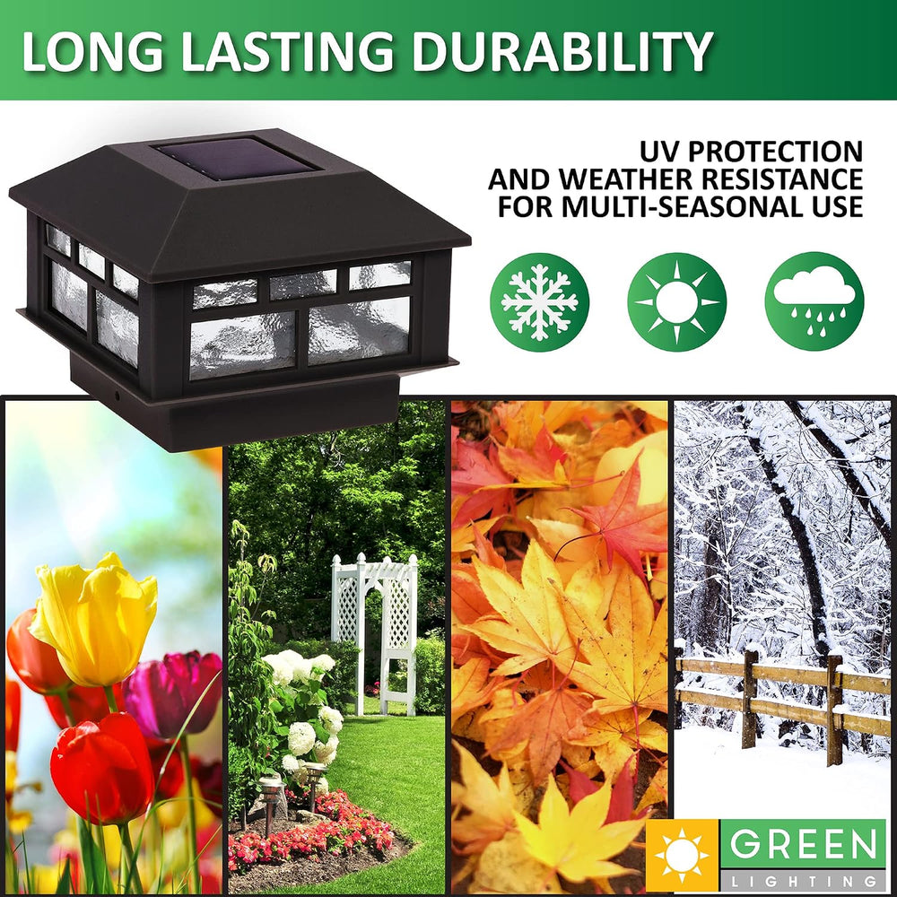 GreenLighting Modern Solar Post Cap Lights Fits 4x4 Wood, 4x4 & 5x5 PCV/V...