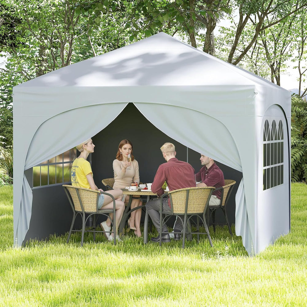 Tangkula 10x10Ft Pop up Canopy with 4 Sidewalls, UPF50+ Outdoor Tent with Zip...