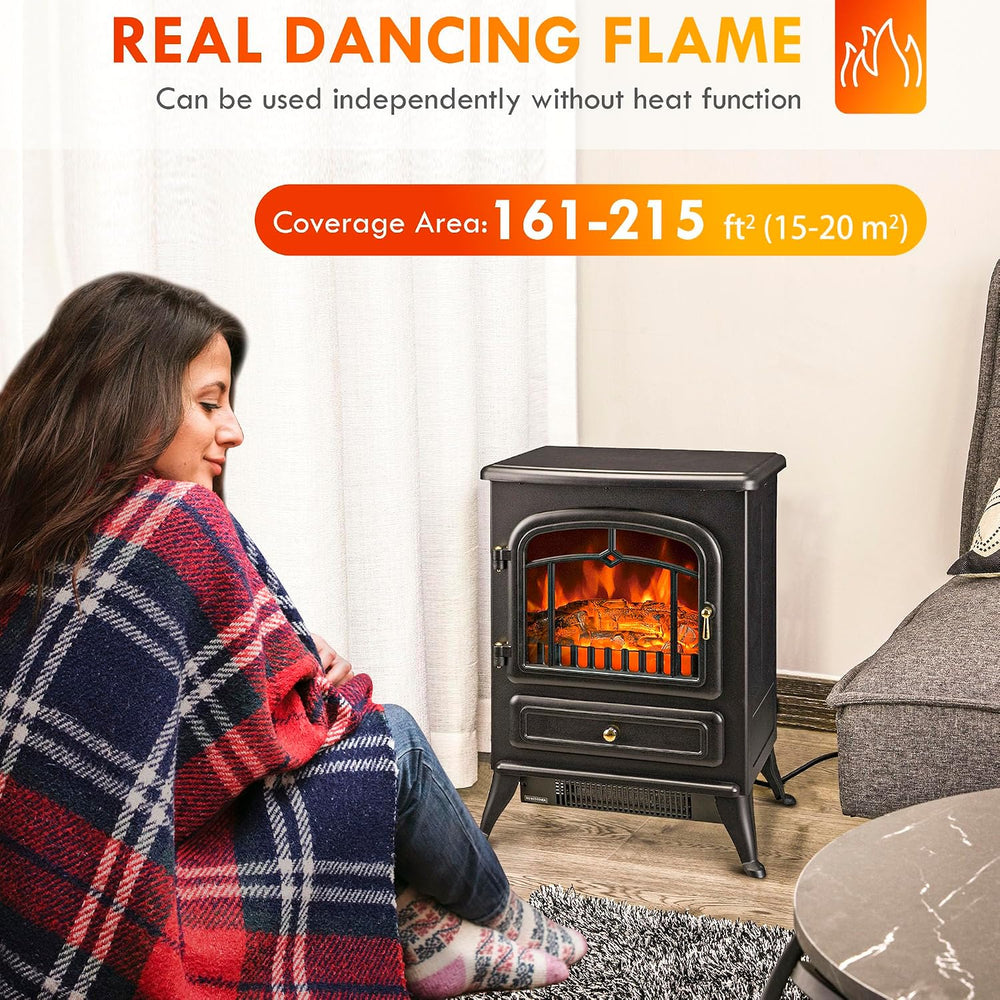 HOMCOM 22" Electric Fireplace Heater Stove 725W/1450W Black