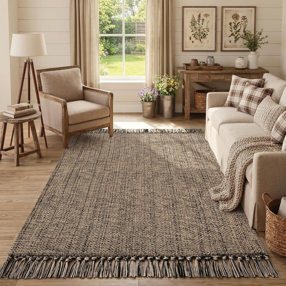 Collive 4' x 6' Bedroom Area Rug, Modern Farmhouse Indoor Outdoor Rugs