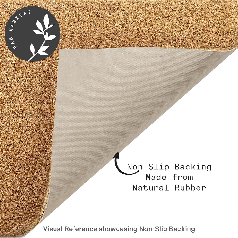 Fab Habitat Modern Non Slip Doormat - Durable, Thin - Natural Coir & Rubb...