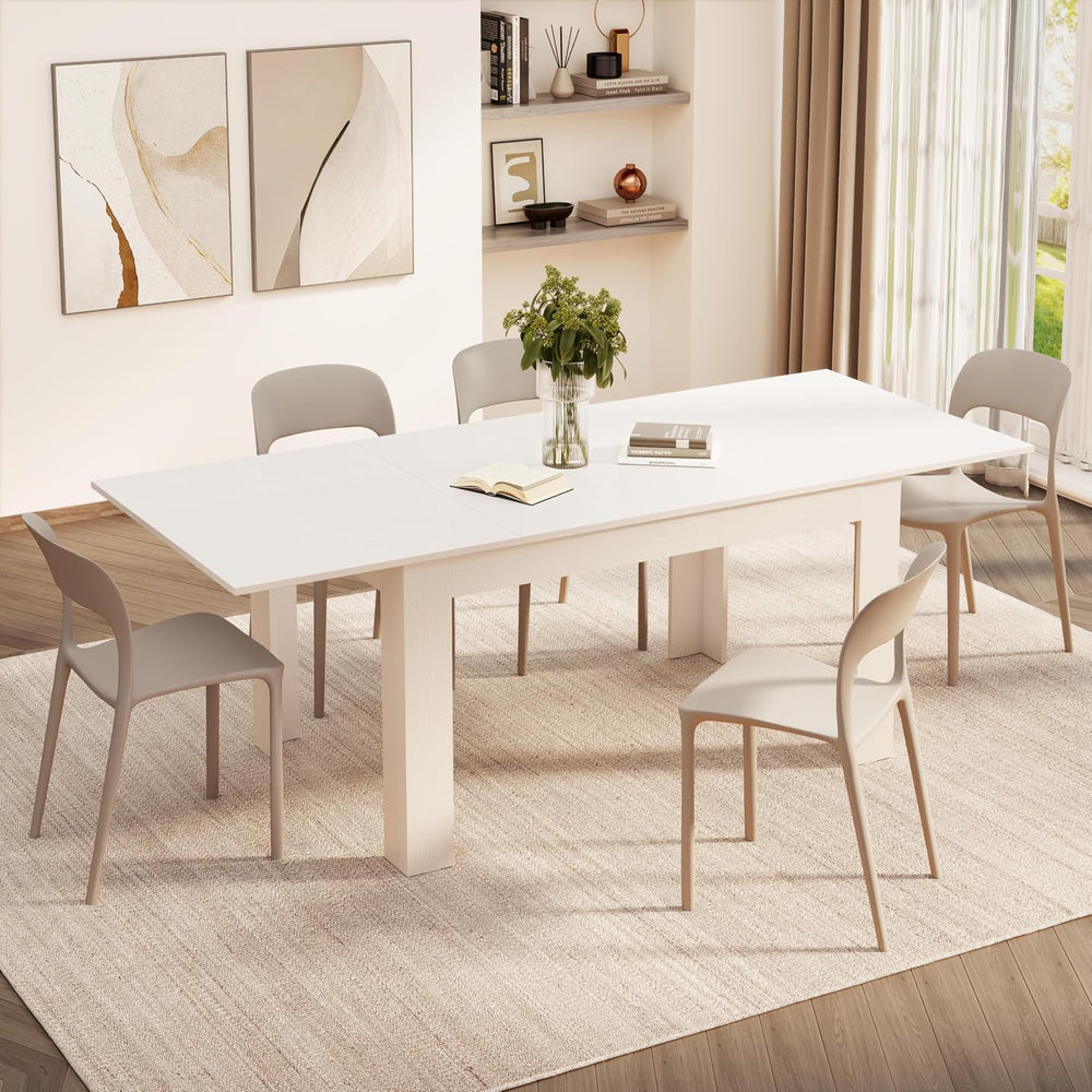 Mobili Fiver Easy Extendable Dining Table, 55.1 to 86.6 Inches, Seats 6-8, As...