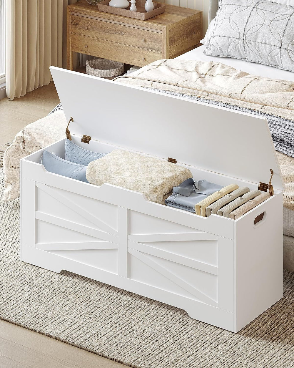Hzuaneri 47.2" Wooden Storage Chest Extra Large | 59 Gal | White