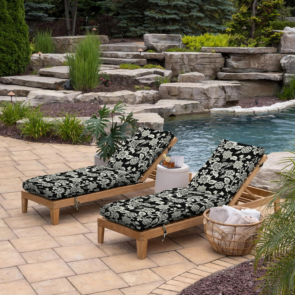 Arden Outdoor Plush Modern Tufted Chaise Cushion, 76 x 22, Rain-Proof, Fade R...
