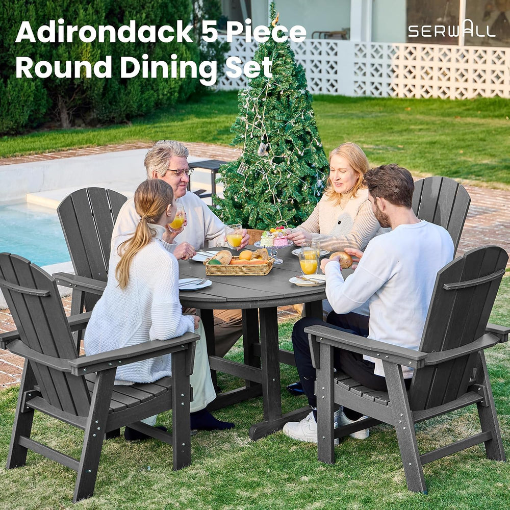 SERWALL Outdoor Adirondack Dining Chair Set of 2, All Weather HDPE, Grey