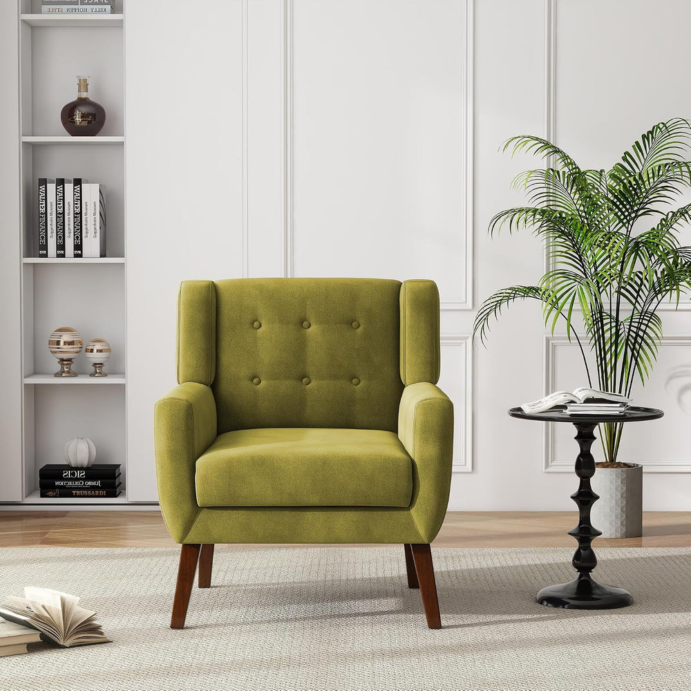 Velvet Accent Chairs Set of 2, Modern Upholstered Armchair, Green