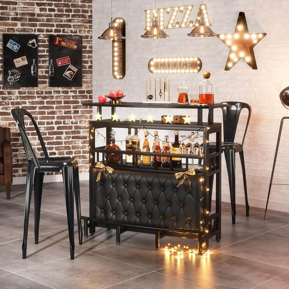 Tribesigns Home Bar Unit for Liquor, 44-Inch Bar Height Table with Storage, B...