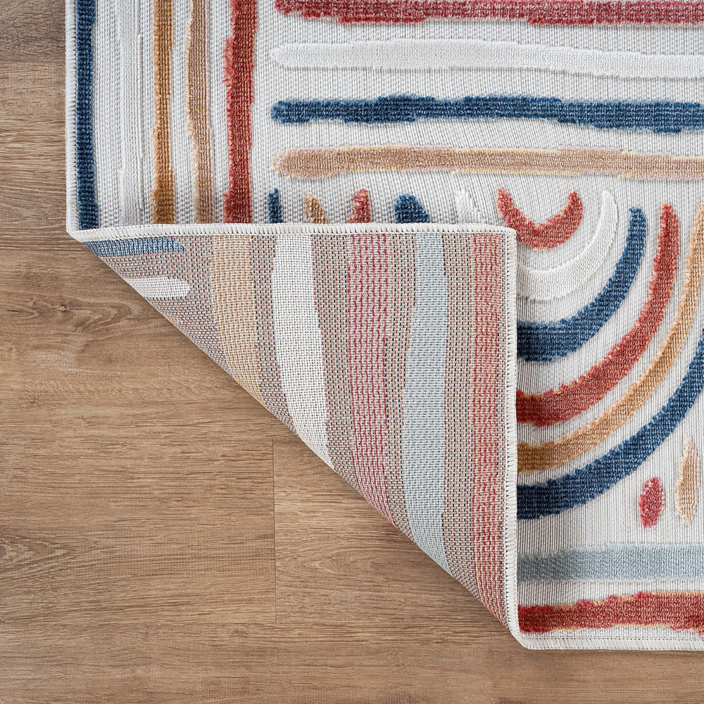CAMILSON Indoor Outdoor Rug, Multicolor 5x7 Geometric Arch Striped Area Rugs ...