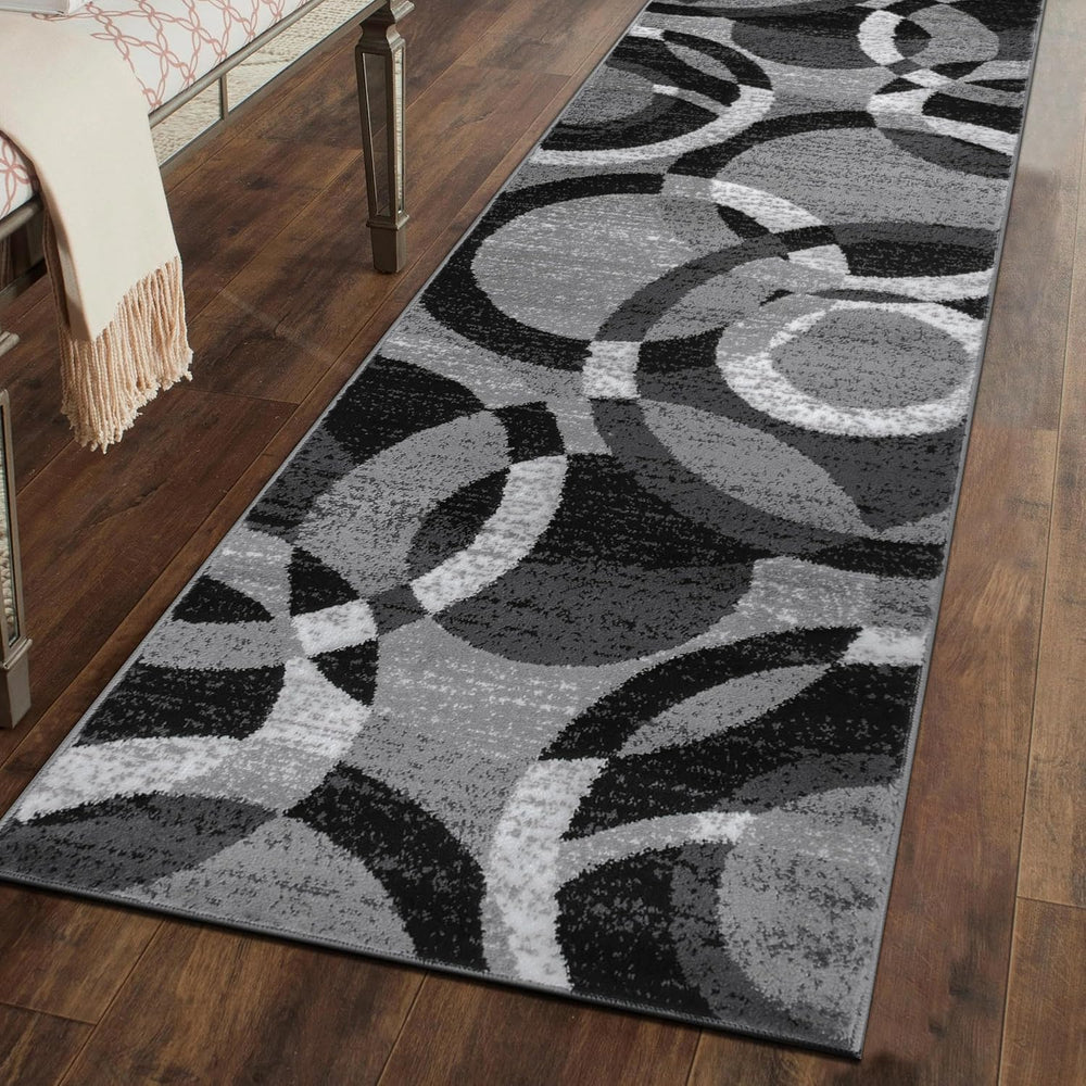 Rugshop Abstract Circles Contemporary Living Room Runner Rug Gray 2'7&quo...