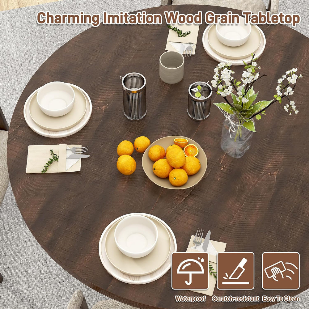 jiteentarou Round Wood Dining Table for Kitchen,Dining Room,Living Room,Farmh...