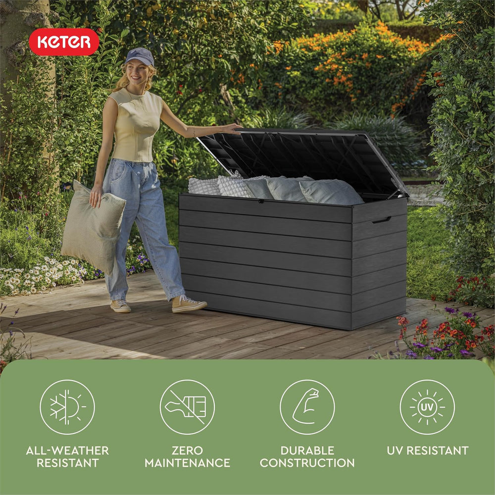 Keter Astoria 150 Gal Outdoor Storage Box for Patio and Pool Accessories