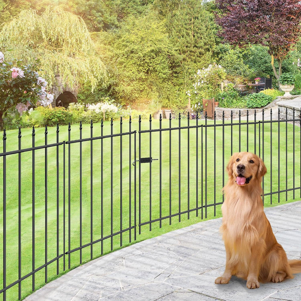 Decorative Metal Garden Fence with Gate 36" x 10', Dog Fence Outdoor