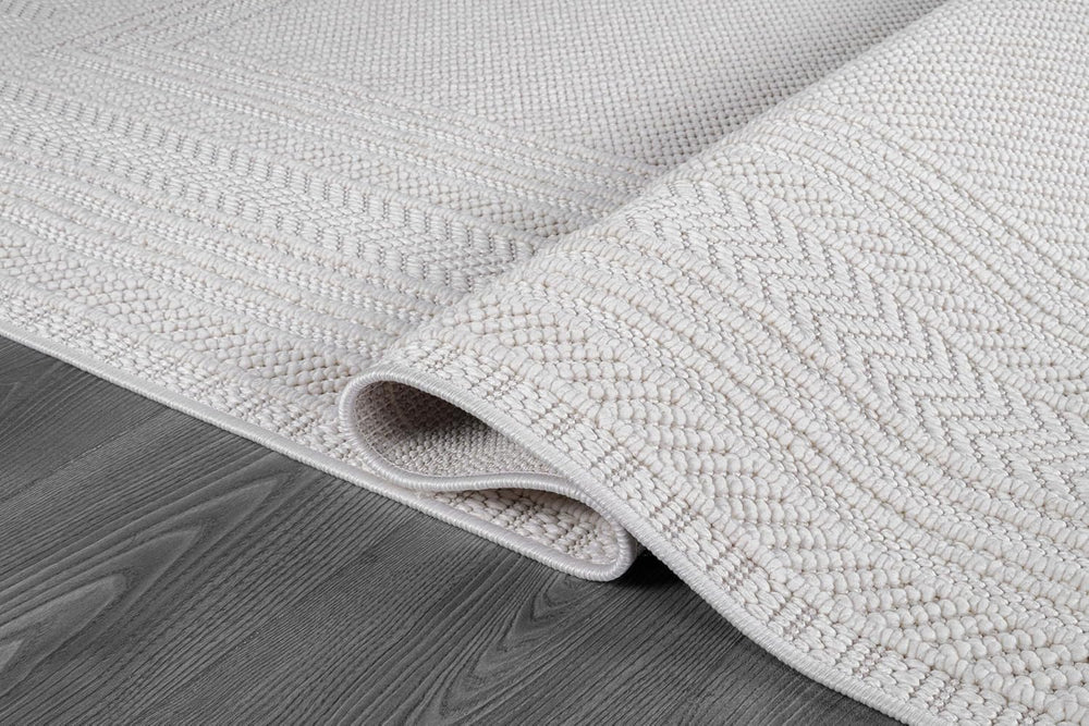 Luul Home Micro Loop Indoor Rug White 5x7 Boho Geometric Neutral Area Rugs fo...