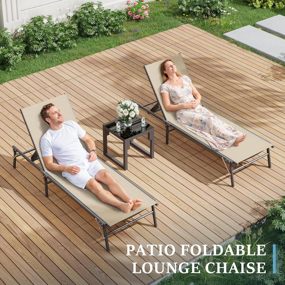 UDPATIO Folding Patio Lounge Chairs Outdoor Pool Chaise Lounge Chair