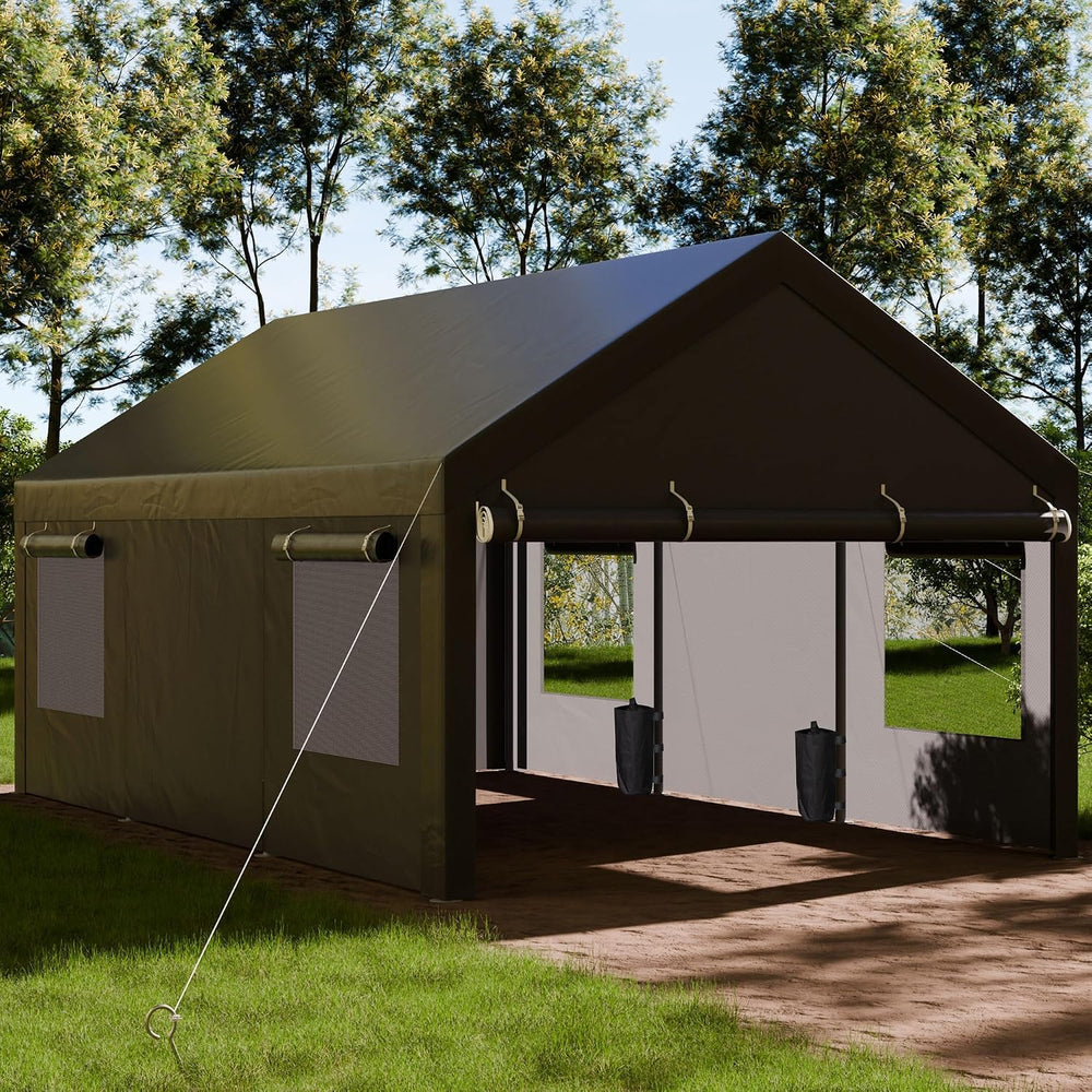 Shintenchi 12x20 FT Heavy-Duty Design Carport,Portable Garage Canopy,Carport ...