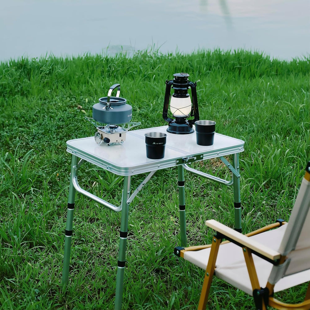 Folding Camping Table, Adjustable Height Portable Picnic Table, 24"x 16&...