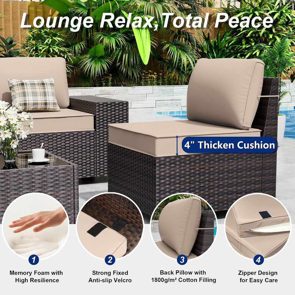 9 Pieces Patio Furniture Set with 2 Swivel Chairs Patio Furniture Outdoor Sec...