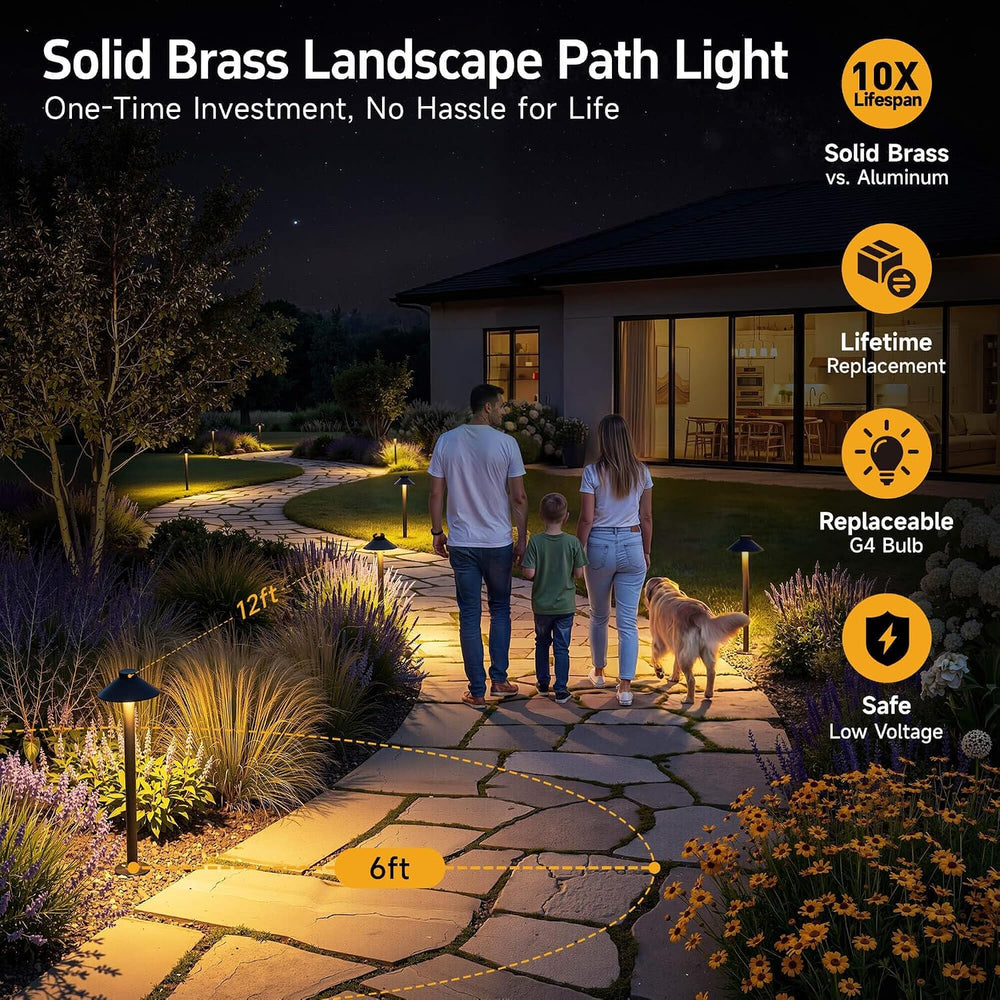 Gardenreet Solid Brass Pathway Light - 12v Landscape Path Lights Outdoor Wate...