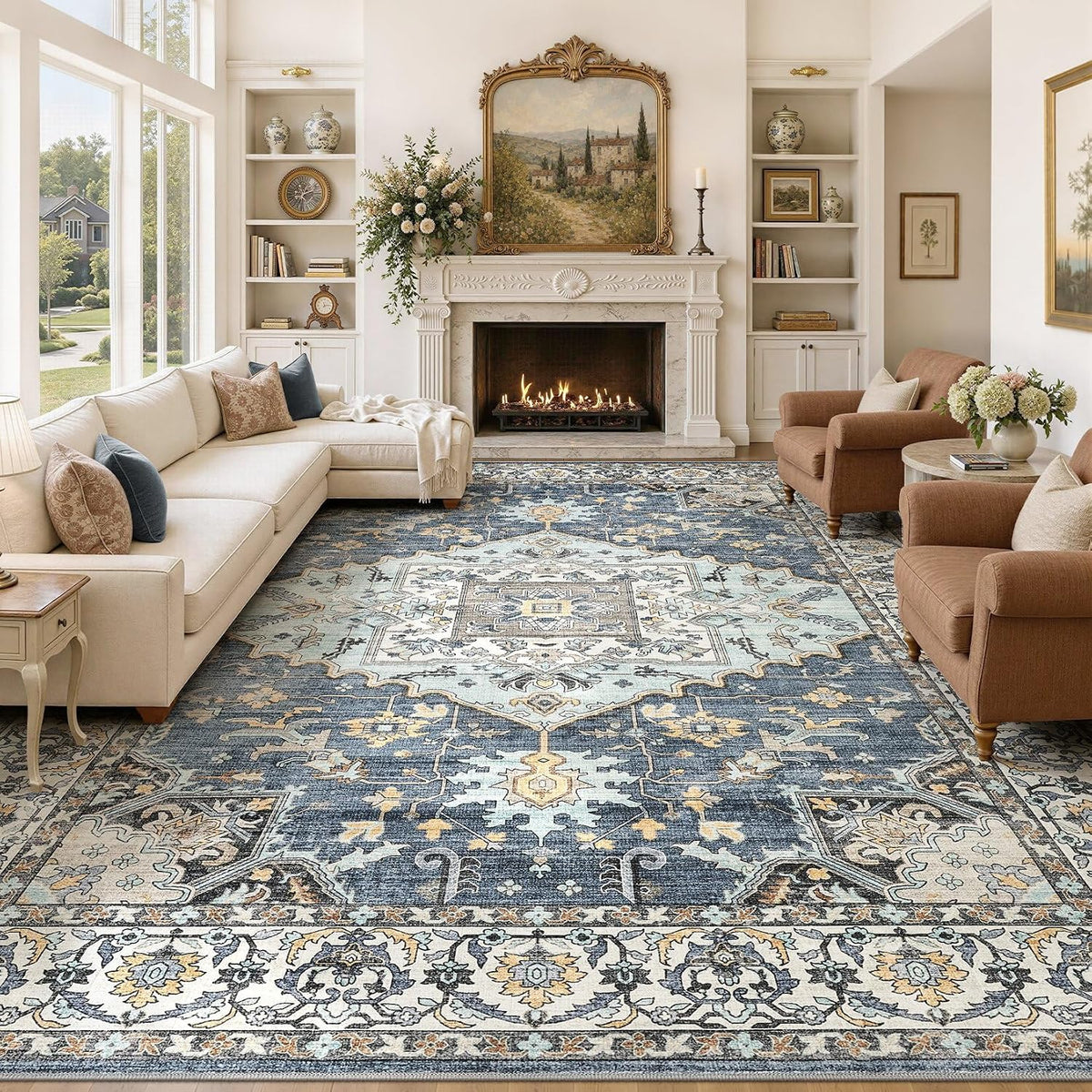 12x15 area rugs for living room: washable neutral, main product view