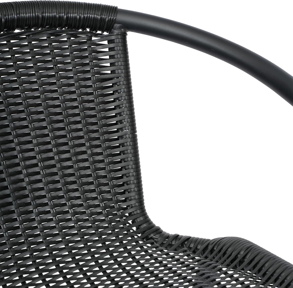 Flash Furniture PE Rattan Indoor/Outdoor Restaurant Barstool, Black, 2-Pack